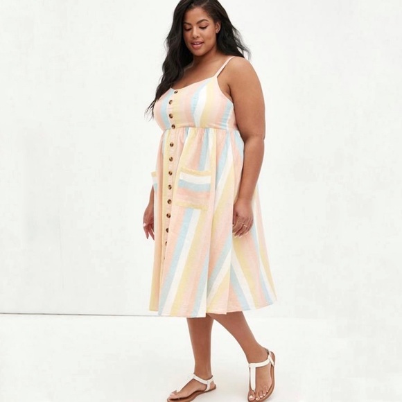 torrid Dresses & Skirts - TORRID Midi Linen Button-Front Dress